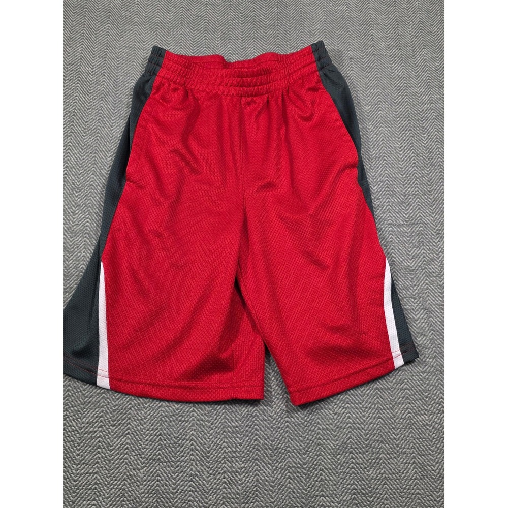 Champion Authentic Red Mesh Athletic Basketball Shorts Youth Large Grey White